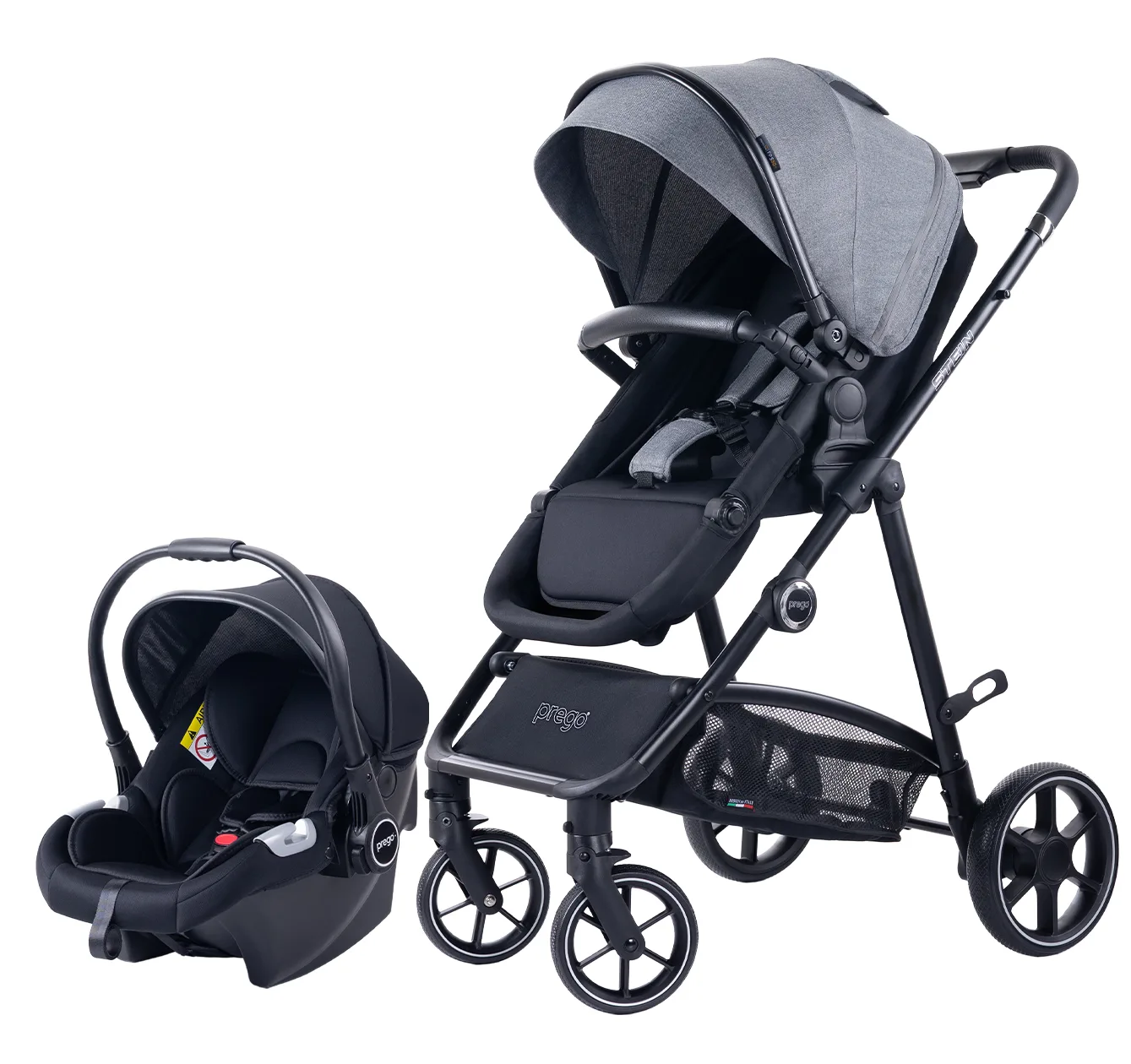 Stein Travel Baby Stroller with Bassinet Grey